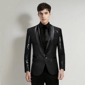 I.N.C. International Concepts Men's Sequin Sport Coat Jet Black size Small
